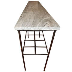 An Oversized Granite and Iron Console Table