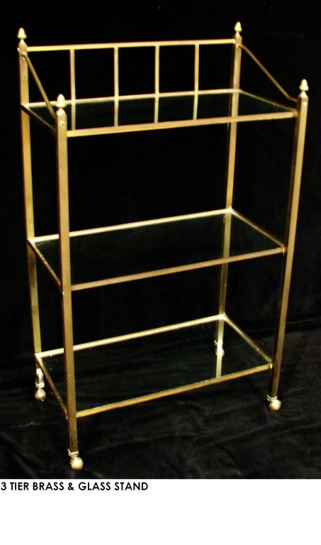 A  French Brass and Glass Three Tier Stand