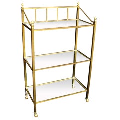 Vintage A  French Brass and Glass Three Tier Stand