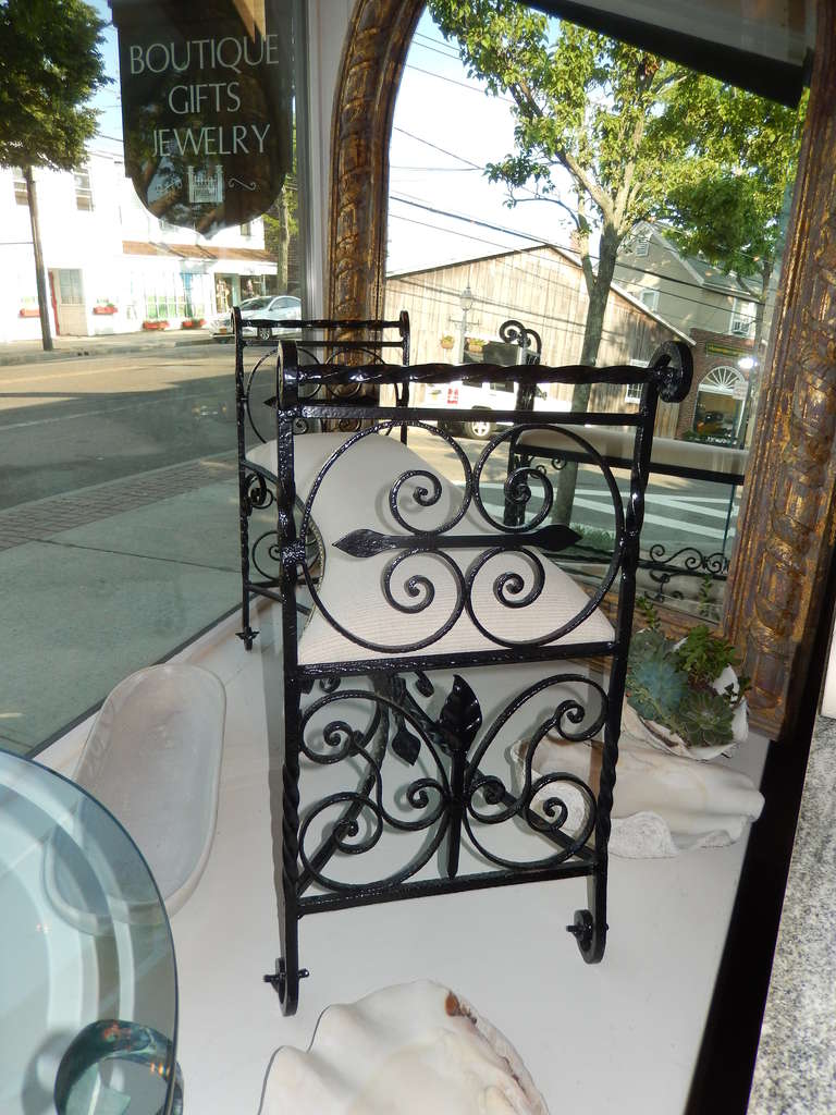 Hand-Crafted French Art Nouveau Hand-Forged Scrolled Iron Bench