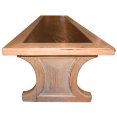 Bench oder Tisch aus gebleichter Eiche und Schiefer aus der Mitte des Jahrhunderts