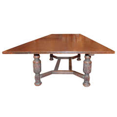 Antique Late 19th Century American Oak Dining Room Table
