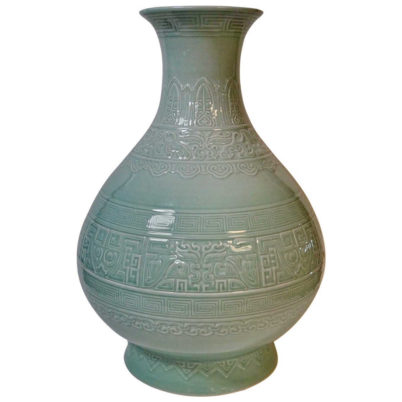 Palace Size Asian Celadon Vase