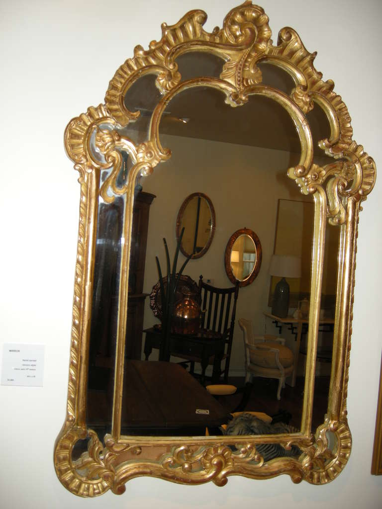 Giltwood French Gesso Late 19th Century Rococo Wall Mirror