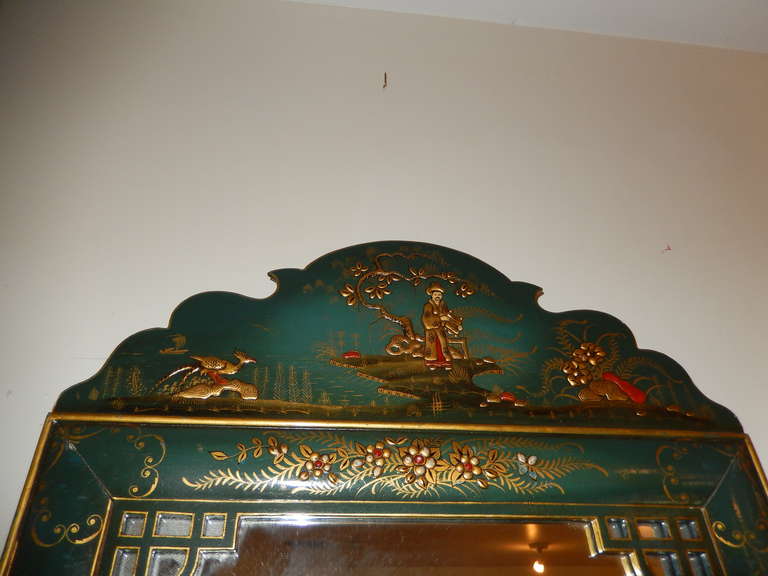 Chinese Chippendale Dutch China Trade Églomisé Chinoiserie Wall Mirror