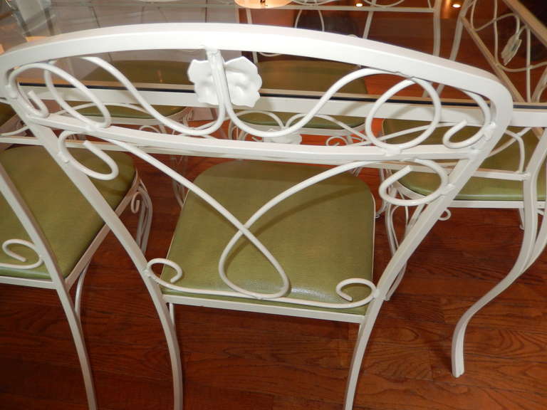 Art Nouveau A  Salterini Mid-Century Iron Table & Six Chairs/Garden