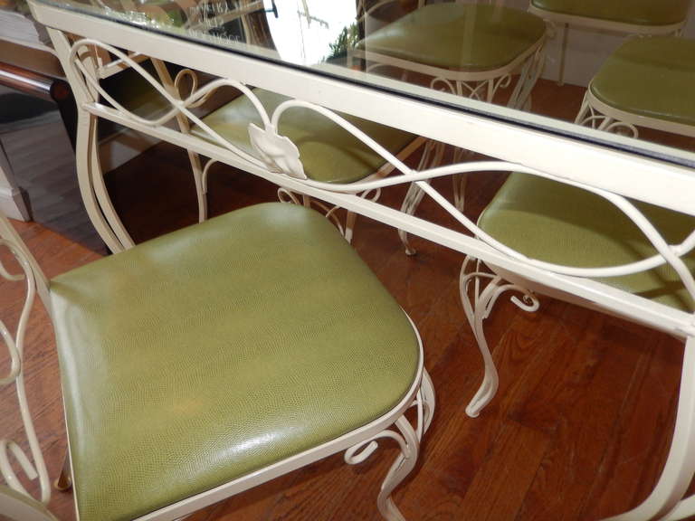 Mid-20th Century A  Salterini Mid-Century Iron Table & Six Chairs/Garden