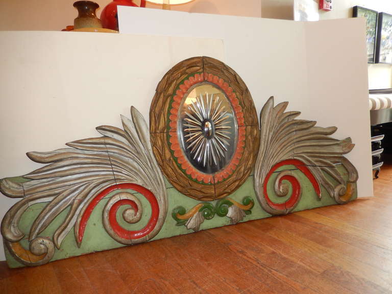 An Antique Americana Carnival Art, Wood & Glass Wall Mount 1