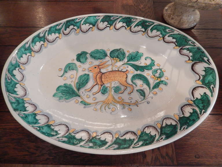Moorish An Antique Italian Large Oval Hare Platter