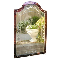 Fine Hand-Etched Art Deco French Mirror