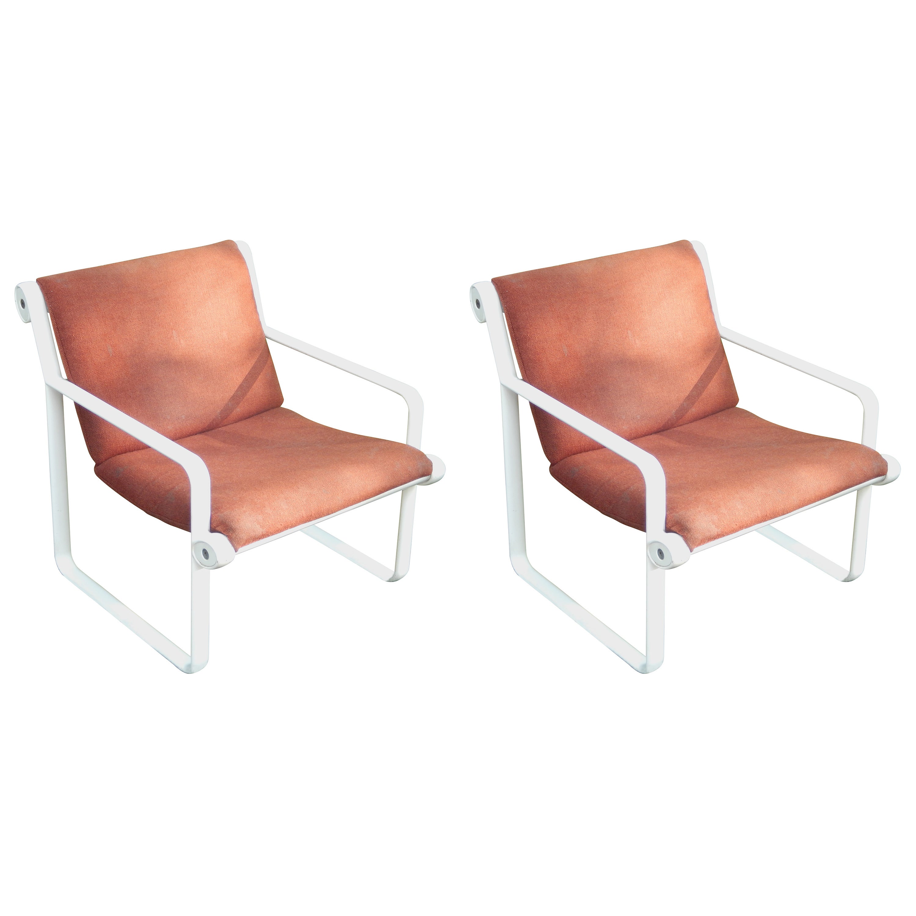 Pair of Aluminum Hannah & Morrison Sling Chairs for Knoll