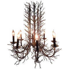 A Vintage Eight-Armed Bronze Coral Form Chandelier
