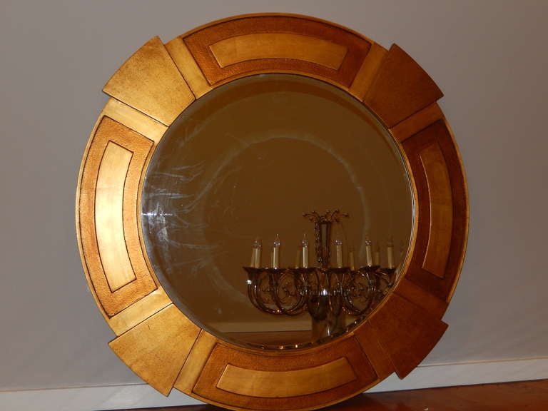 Large Art Deco Beveled Glass Mirror at 1stDibs