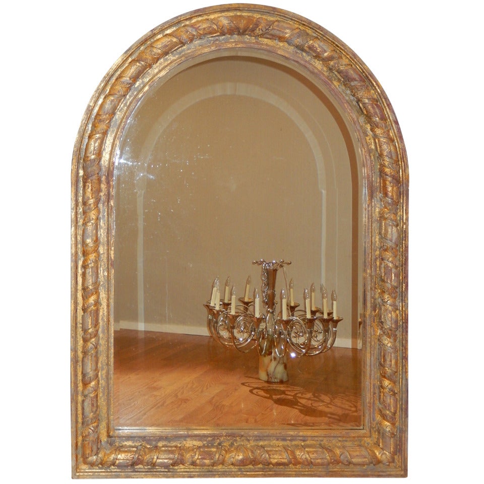 Large Arched Giltwood Wall or Floor Mirror