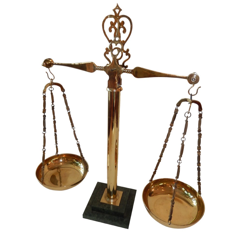 Vintage Brass & Marble Apothecary Scales