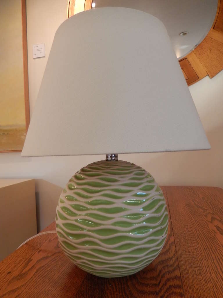 A Scandinavian Modern Ceramic Apple Green Lamp