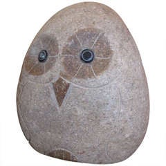 A Mid-Century Hand Crafted Stone Garden Owl