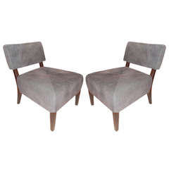 Luxurious Pair of Italian Leather and Suede Chairs