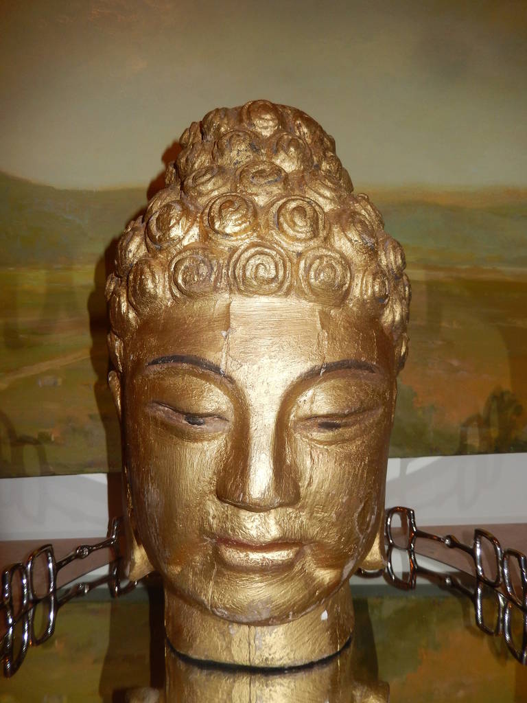 Thai Burmese Gilt Finish Buddha Head