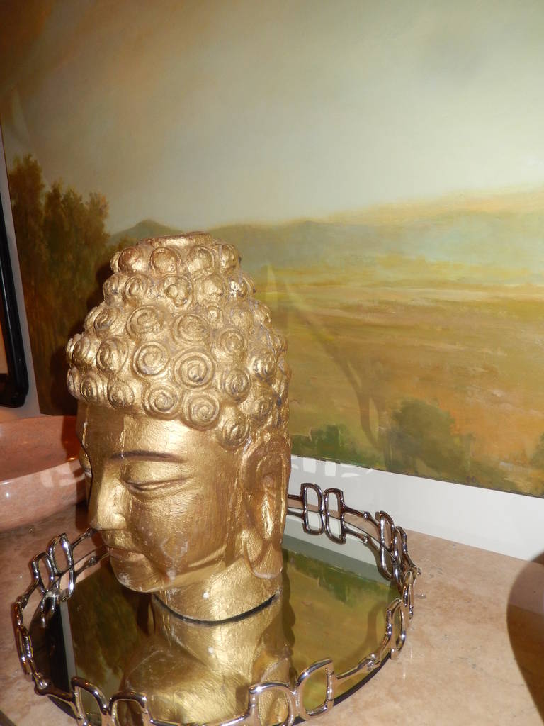Burmese Gilt Finish Buddha Head In Excellent Condition In Bellport, NY