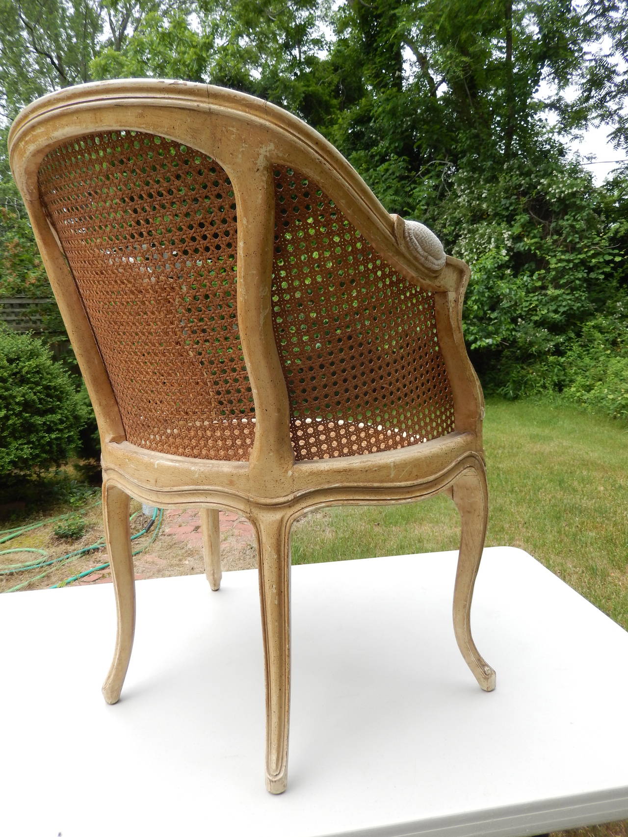 Hand-Woven Pair of French 1920s Caned Bergeres