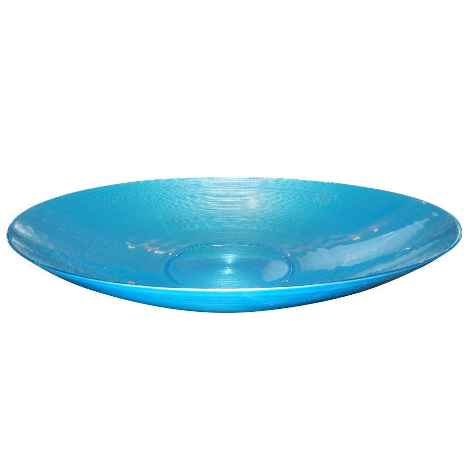 Massive Teal Blue Murano Glass Bowl