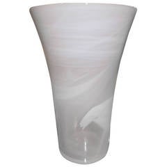Tall Murano Glass White Vase