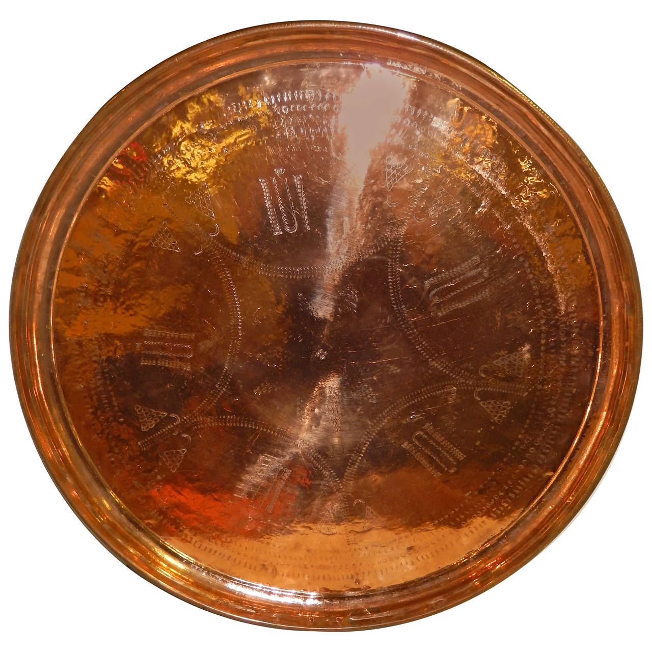Massive Hammered Copper Vintage Tray For Sale