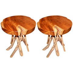 Pair of Free Edge Mid-Century Danish Stools/Tables Pair of Free Edge Mid-Century Danish Stools/Tables