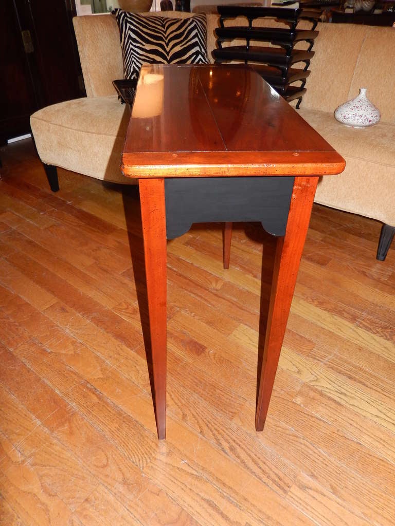 American Custom Cherrywood and Ebony Console Table-Desk For Sale