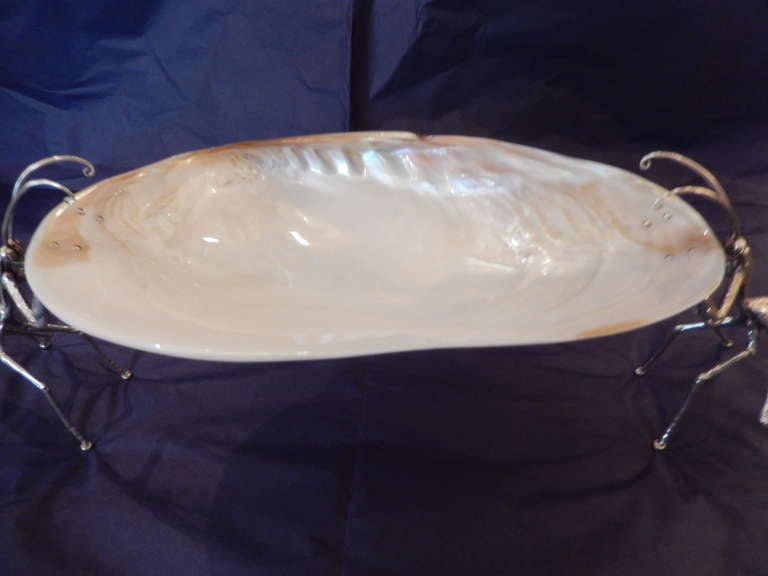 Argentine Artisan Handcrafted Silver and Abalone Shell Platter