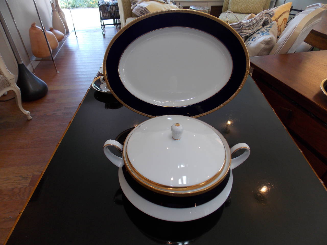 20th Century Group of Noritake Cobalt Blue and Gold Art Deco Style, China
