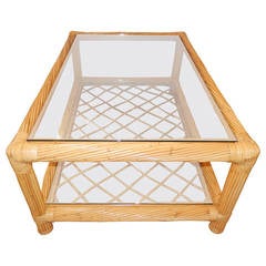 Vintage Mid-Century McGuire, Bamboo and Glass Coffee Table