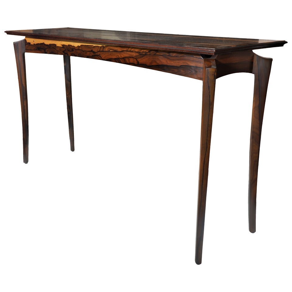 Ziricote Hall or Console Table by David N. Ebner For Sale