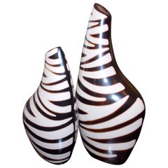 Two Sculptural Black and White Vases or Vessels