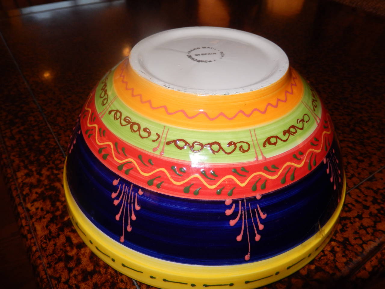 Hand-Painted Studio Crafted Ceramic Colorful Bowl from Cordoba Spain