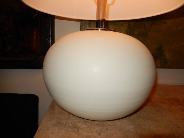 Swedish Scandinavian Handcrafted White Ceramic Lamp For Sale
