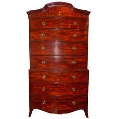 Period George III Bow Front Tall Chest on Chest
