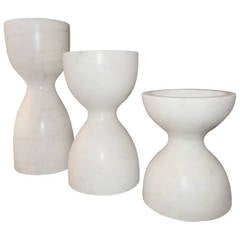 Vintage Group of Alabaster Mid-Century Candle Holders