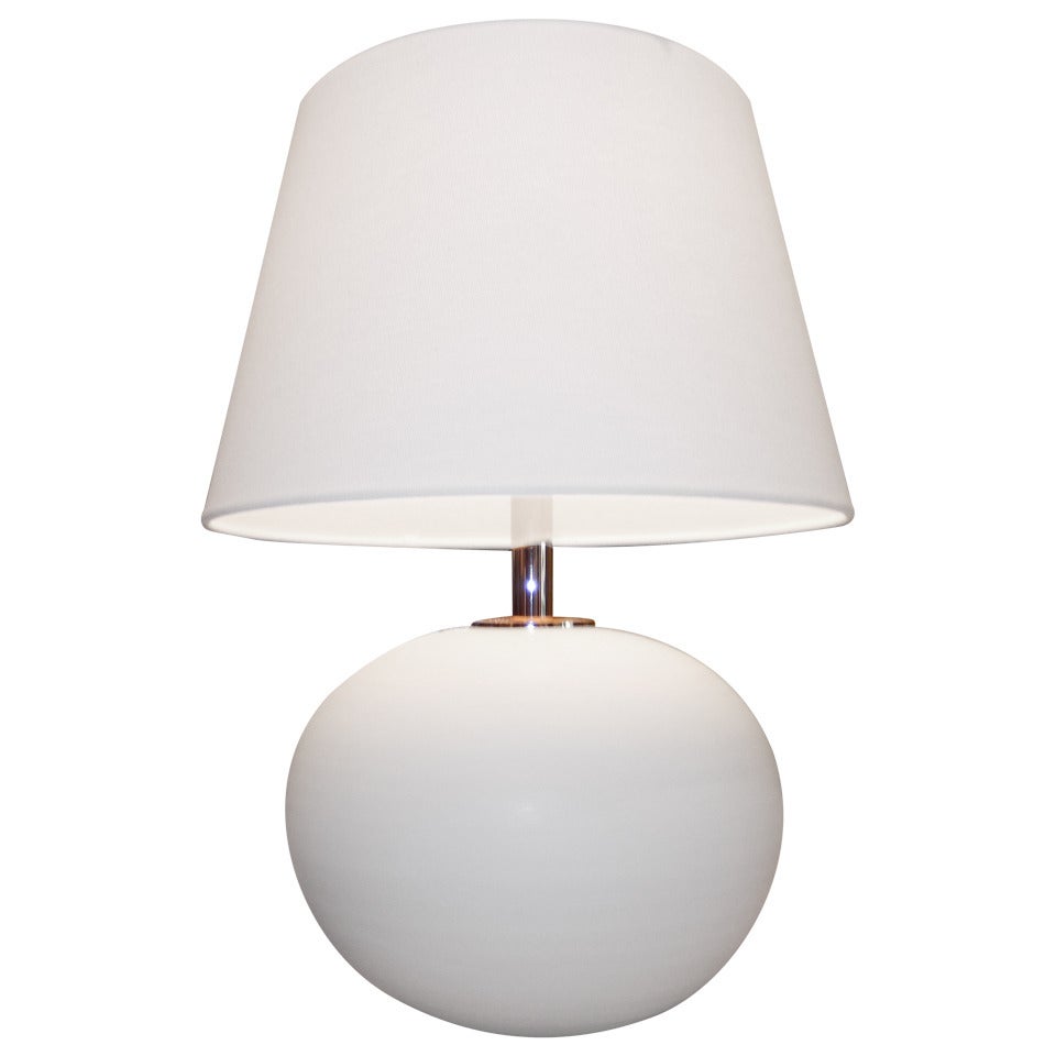 Scandinavian Handcrafted White Ceramic Lamp For Sale