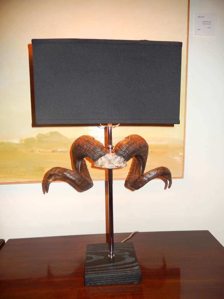 Pair of Sculptural Rams Head Form Table Lamps