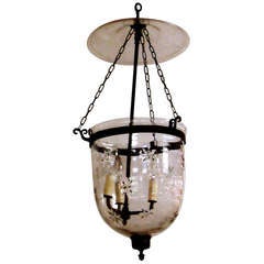 Vintage A French Hand Etched Crystal Bell Fixture
