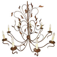 A Large 8 Light Iron Leaf Chandelier