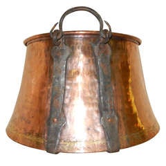 An English Late 19th Century Copper & Steel Cauldron