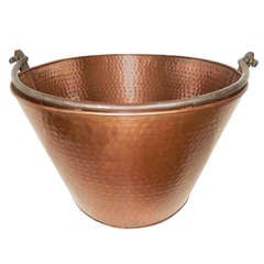 Large Hammered Copper and Steel English Bucket 12