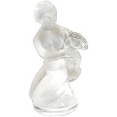 A Lalique Art Nouveau Style Crystal Woman with Deer