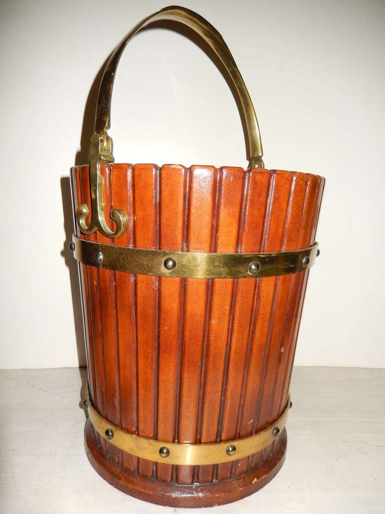English Leather and Brass Bucket