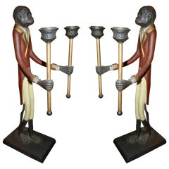 Retro Pair of Figural Monkey Candle Holders