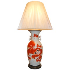 Decorative Chinese Late 19th Century Ceramic Vase Turned Table Lamp 11