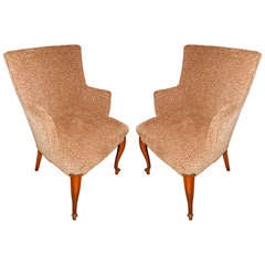 Vintage A Rare Pair of French Mid Century Side Chairs